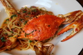 料理メニュー写真 渡蟹のトマトスパゲッティ
