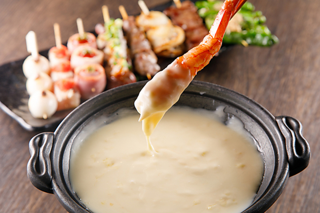 チーズフォンデュ串！！　炭火串×鉄板焼