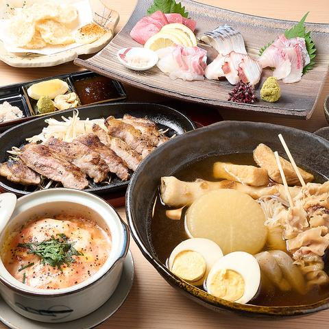 旬の味覚と名物料理を堪能！姫路おでんや大阪トンテキ、厳選お造りを楽しむひととき。