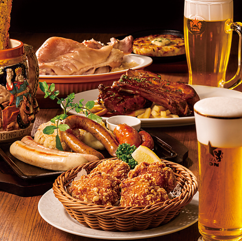 新宿で団体様でも楽しめるビヤホール★銀座ライオン＜飲み放題付コースは絶大な人気＞