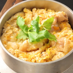 釜で炊いたご飯で親子丼