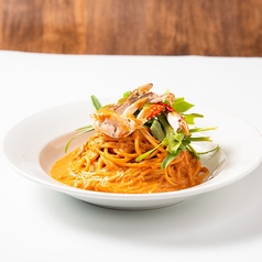 渡り蟹のトマトクリームパスタ