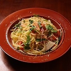桜エビと菜の花のペペロンチーノパスタ