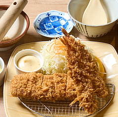 海老フライとロースかつ御膳