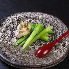 アスパラとカボチャの種の白和え