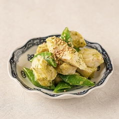 蒸し鶏とジェノベーゼのぬた