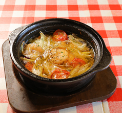 エビと白ネギのアヒージョ