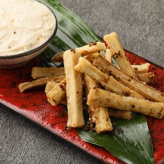 牛蒡の山椒揚げ 茗荷味噌クリーム