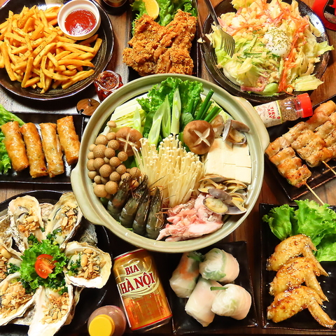 本場のベトナム料理を日本の居酒屋風にアレンジ！お手頃価格でご堪能いただけます♪