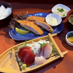 刺身と鮪カツの定食