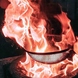 名物の地鶏の炭火焼は炎の中で焼き上げる九州の黒焼き！