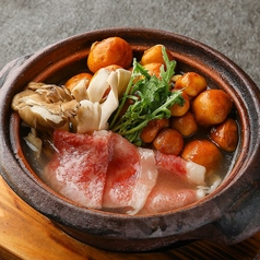 大なめこと黒毛和牛の牛骨出汁小鍋