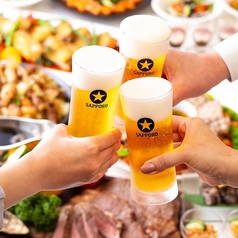 忘新年会シーズンには生ビール付き飲み放題プランも◎