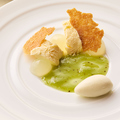 料理メニュー写真&nbsp;ハチミツのムース　グレープフルーツとライチジュレ　オリーブオイルのグラス　