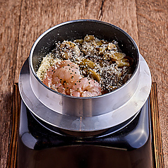 海老ときのこのチーズリゾット釜飯