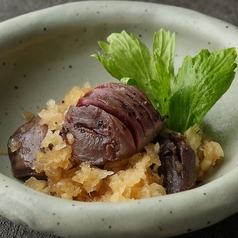 近江鴨の砂肝ポン酢 セロリの鬼おろし