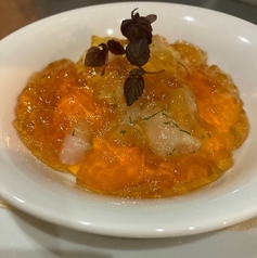 人参のムースとコンソメジュレ 甘エビのタルタル(1p)