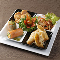 料理メニュー写真&nbsp;タイ前菜4種盛り合わせ～生春巻き・ナムトック・海老のすり身揚げ・揚げ春巻き