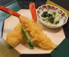蟹天ぷら　信州野沢菜タルタルソース添え