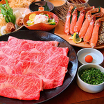 黒毛和牛と蟹しゃぶの合い盛はお客様リピート率No.1です。