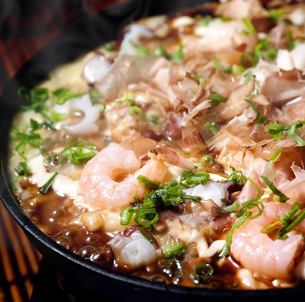 名物！讃岐もんじゃ焼き★讃岐うどんと海鮮がたっぷり入った、郷土料理