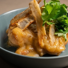 とろっと若鶏の白味噌煮 ごぼうフリットのせ