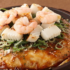 【広島お好み焼き】生麺お好み焼き 海鮮 （生いか、生えび、ねぎ）