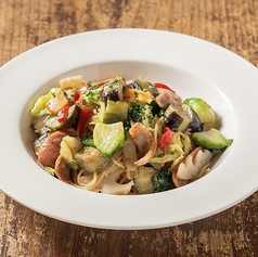 手造りソーセージと糸島野菜オイルパスタ