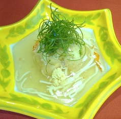 海老芋の揚げ饅頭 銀餡 紅ズワイ蟹 九条葱 生姜