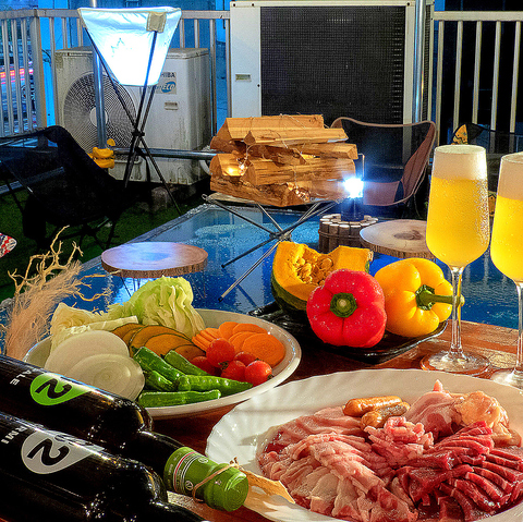 3H[飲み放題]付BBQプラン5500円【完全個室+テラス席利用】