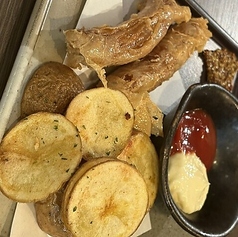 ルイビ豚ソーセージ湯葉巻き&ハッセルバックポテト