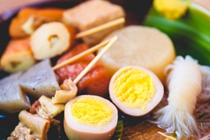 各種おでん(大根/玉子/厚揚げ/こんにゃく/牛すじ/もち巾着/白滝/野菜天)