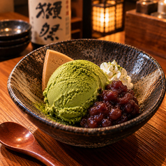 抹茶アイス あんこ添え