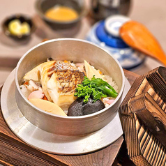 鯛と筍の釜飯酢橘添え