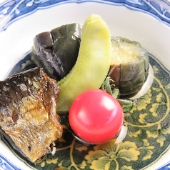 茄子のオランダ煮　千石豆　にしん　素麺　とまと（加賀料理）