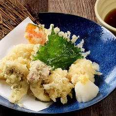 北海道産真鱈と白子と野菜の天ぷら