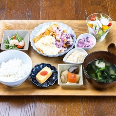 夜CAFE SET 自家製2種のタルタルソースのチキン南蛮定食