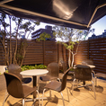 8名様のテラス席は、自然の風や光を楽しみながら食事をすることができます。店内とは異なる特別な体験が待っており、開放的な雰囲気の中でリラックスした時間を過ごせます。友人や家族と一緒に、自然を感じながら美味しい料理を楽しむのにぴったりな場所です。ぜひ、特別なひとときをお過ごし下さい。お待ちしております！