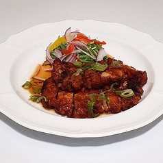 チキンの唐揚げ　葱ソースかけ