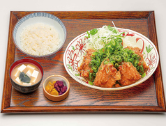 鶏の唐揚げねぎ柚子塩だれ定食/国産鶏むね肉のチキン南蛮しば漬けタルタル定食