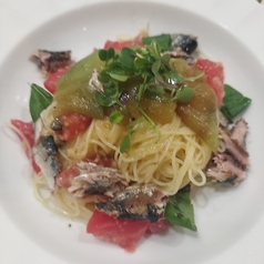 焼き茄子と自家製オイルサーディンの冷製カッペリーニ