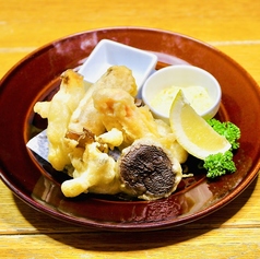 サーモンとキノコのフリット