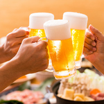 ビール、サワー、ハイボール、カクテル、梅酒、焼酎、日本酒など約60品の飲み放題も◎