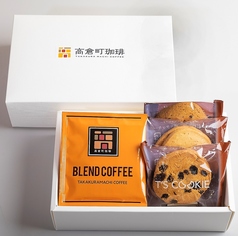 1600円ギフト　●クッキー3袋　●高倉町ブレンドコーヒー5袋　箱代込み