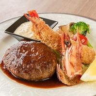 ハンバーグ＆エビフライランチ