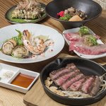 【C コース】炙り寿司や黒毛和牛120ｇとお好み焼きか焼きそばを選べ楽しめる♪各種ご宴会に◎