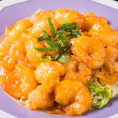 小エビのチリソース／小エビの天ぷら