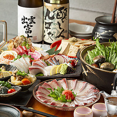 【90分飲放題付】鰤しゃぶコース★お造り、〆の雑炊、デザート付き全7品★6,600円(税込)の写真