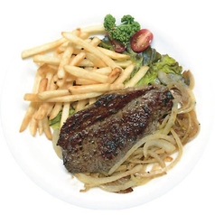 イチボのステーキとオニオンソテー