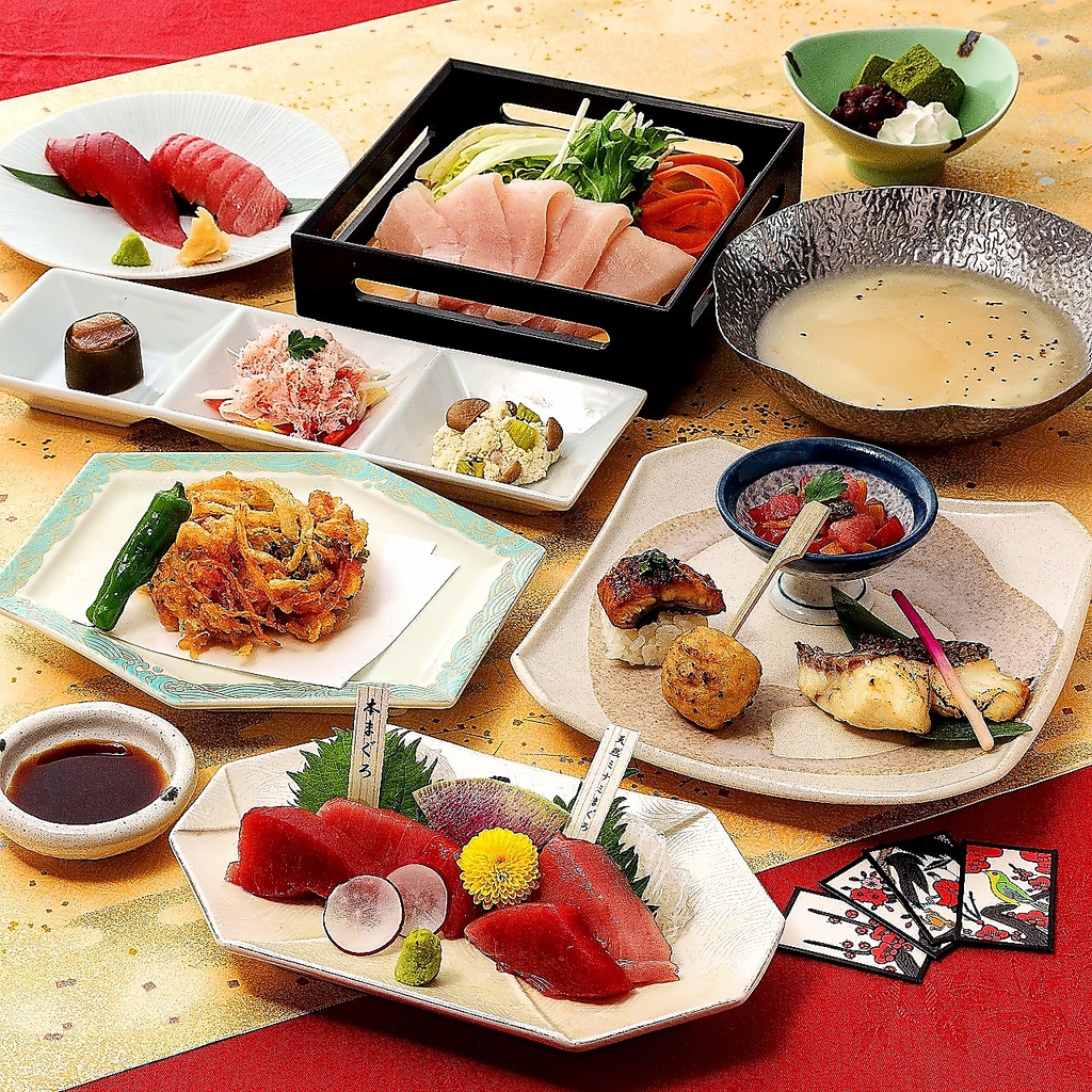 【90分飲放題付】8,000円本まぐろと名古屋飯花かるたコース【20名様までは一皿出し】